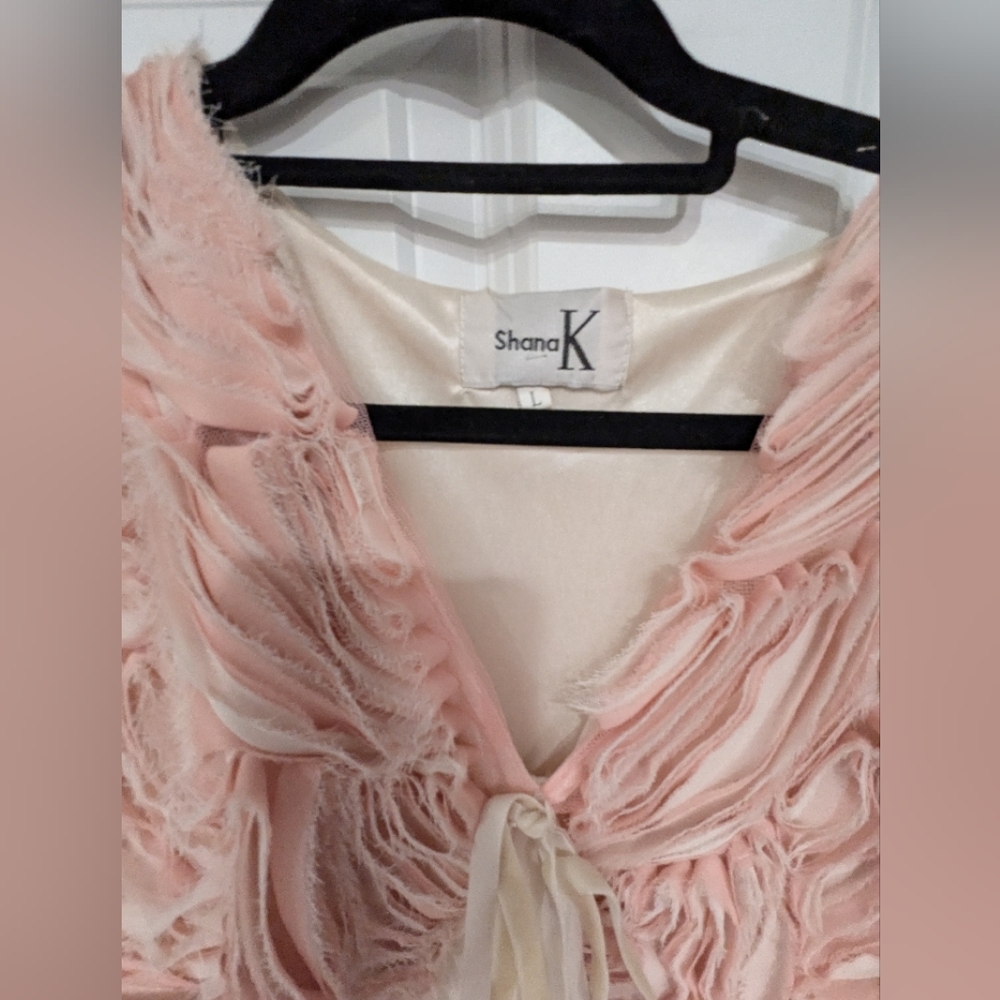Cream Pink Ruffled Tiered Maxi Dress #147 - Picture 3 of 4
